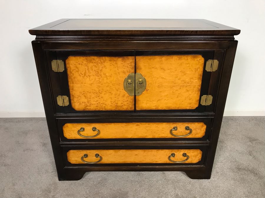 Wellington Hall Wooden Chinoiserie Cabinet With Two Drawers And Birds Eye Maple 32W X 18D X 30.5H (OHE) [Photo 2]