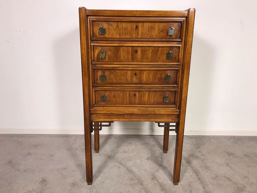 Vintage Brandt Furniture Wooden Silverware Storage Chest With Four Lockable Drawers (Comes With Three Skeleton Keys) 23W X 16D X 41H (OHE) [Photo 4]