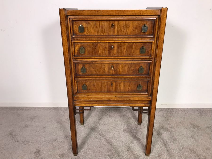 Vintage Brandt Furniture Wooden Silverware Storage Chest With Four Lockable Drawers (Comes With Three Skeleton Keys) 23W X 16D X 41H (OHE) [Photo 6]
