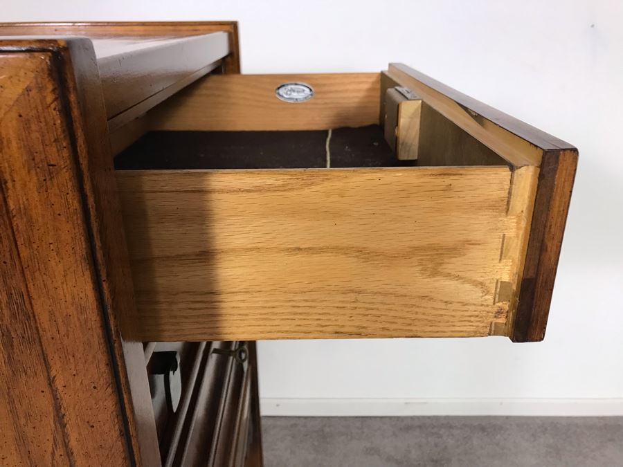 Vintage Brandt Furniture Wooden Silverware Storage Chest With Four Lockable Drawers (Comes With Three Skeleton Keys) 23W X 16D X 41H (OHE) [Photo 18]