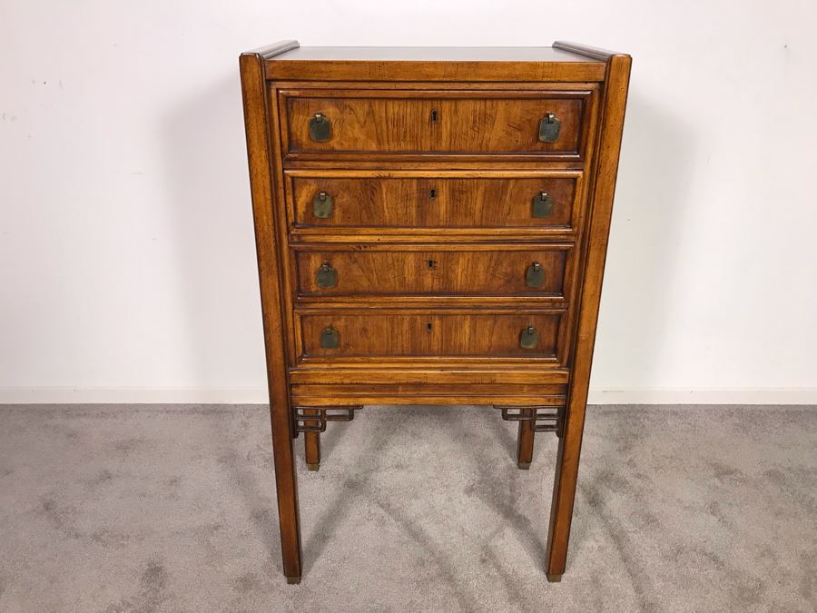 Vintage Brandt Furniture Wooden Silverware Storage Chest With Four Lockable Drawers (Comes With Three Skeleton Keys) 23W X 16D X 41H (OHE) [Photo 3]