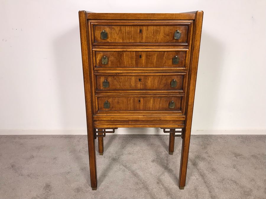 Vintage Brandt Furniture Wooden Silverware Storage Chest With Four Lockable Drawers (Comes With Three Skeleton Keys) 23W X 16D X 41H (OHE) [Photo 5]