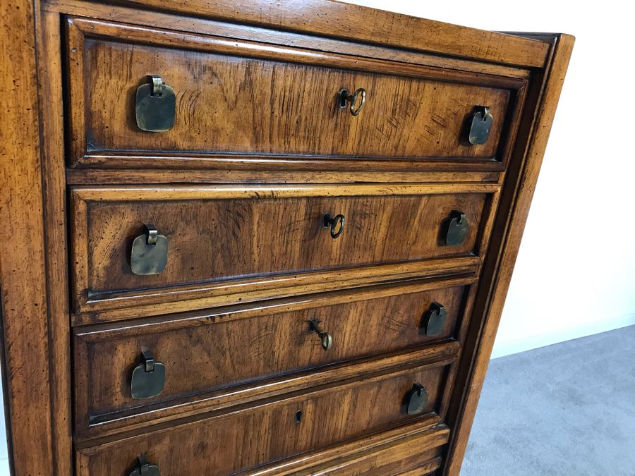 Vintage Brandt Furniture Wooden Silverware Storage Chest With Four Lockable Drawers (Comes With Three Skeleton Keys) 23W X 16D X 41H (OHE) [Photo 7]