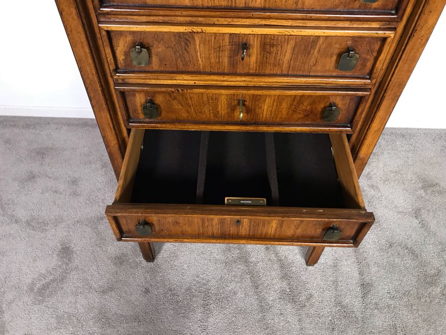 Vintage Brandt Furniture Wooden Silverware Storage Chest With Four Lockable Drawers (Comes With Three Skeleton Keys) 23W X 16D X 41H (OHE) [Photo 12]