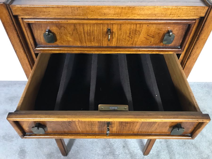 Vintage Brandt Furniture Wooden Silverware Storage Chest With Four Lockable Drawers (Comes With Three Skeleton Keys) 23W X 16D X 41H (OHE) [Photo 9]