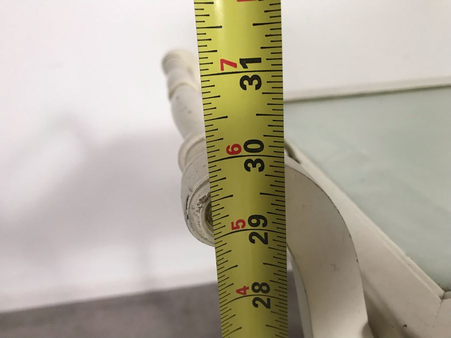 Vintage Shabby Chic Painted White Tea Bar Cart With Serving Glass Top Tray 32W X 18D X 30H (OHE) [Photo 14]