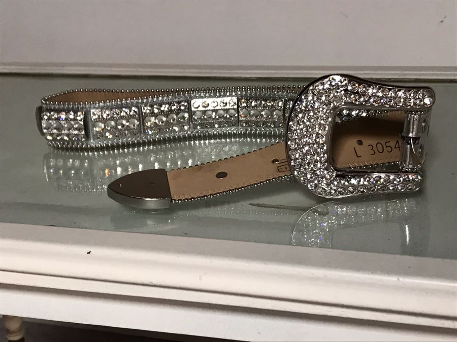 B. B. Simon Swarovski Crystal Leather Belt Size L [Photo 11]