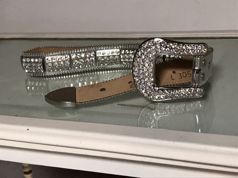 B. B. Simon Swarovski Crystal Leather Belt Size L [Photo 12]