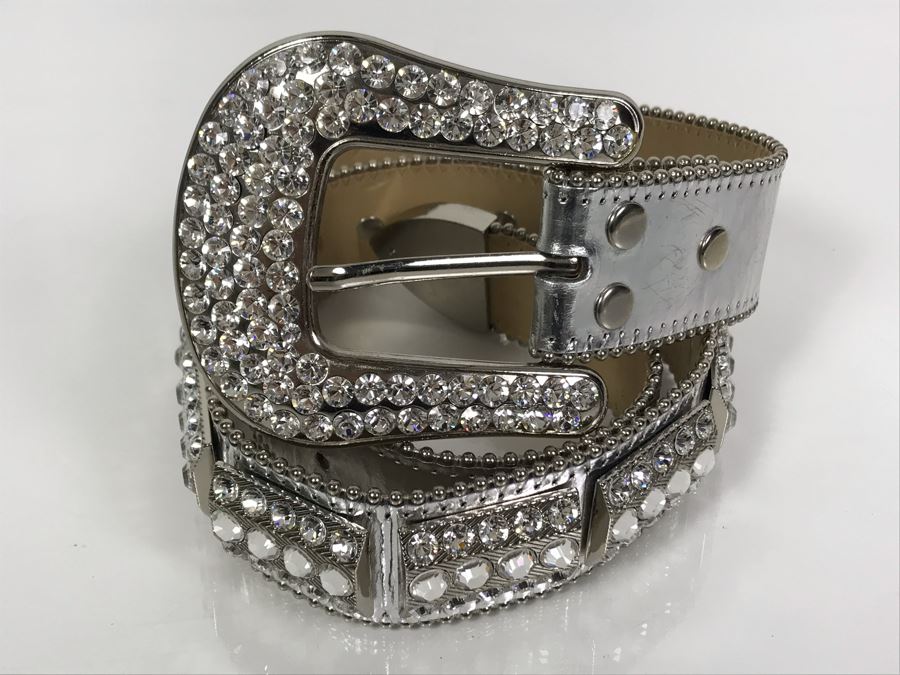 B. B. Simon Swarovski Crystal Leather Belt Size L [Photo 4]