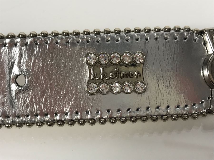 B. B. Simon Swarovski Crystal Leather Belt Size L [Photo 8]