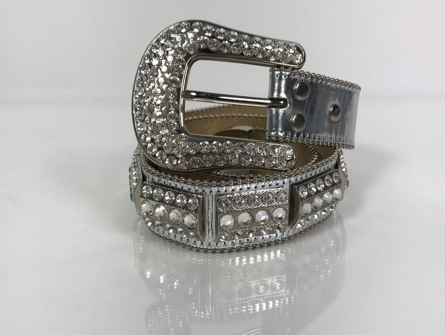 B. B. Simon Swarovski Crystal Leather Belt Size L