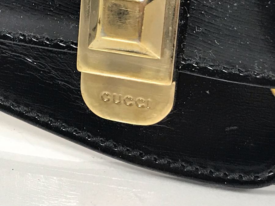 GUCCI Leather Belt Made In Italy Size 32 (Elastic Band In Back Of Belt Is Worn) [Photo 5]