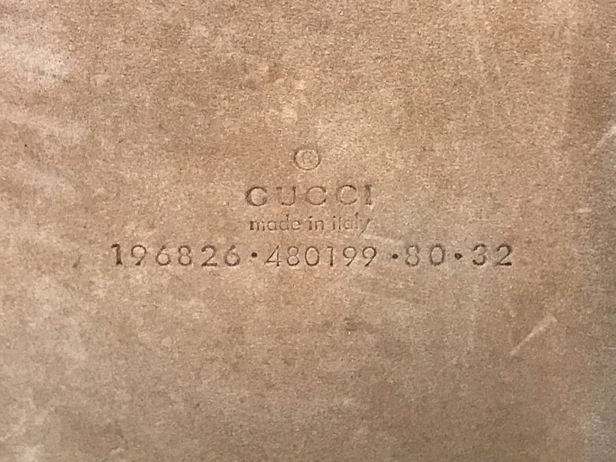 GUCCI Leather Belt Made In Italy Size 32 (Elastic Band In Back Of Belt Is Worn) [Photo 2]