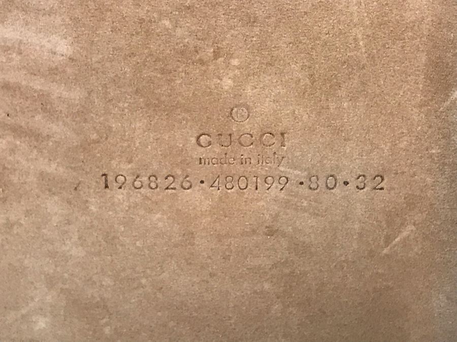 GUCCI Leather Belt Made In Italy Size 32 (Elastic Band In Back Of Belt Is Worn) [Photo 9]