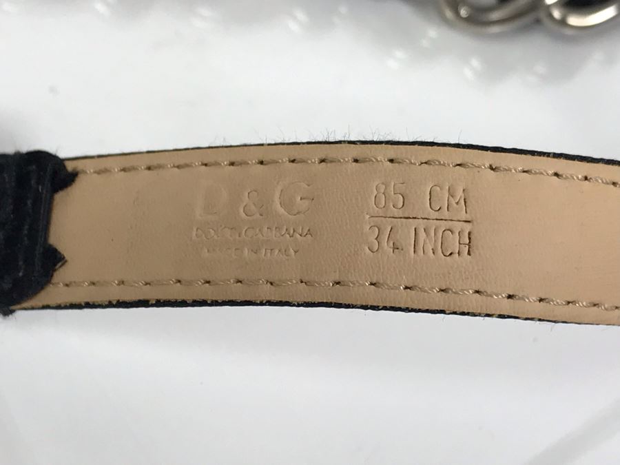 New Dolce & Gabbana Black Leather And Chain Belt Made In Italy Size 34 [Photo 7]