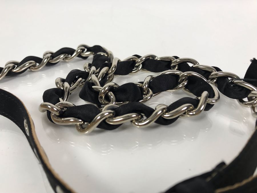 New Dolce & Gabbana Black Leather And Chain Belt Made In Italy Size 34 [Photo 4]