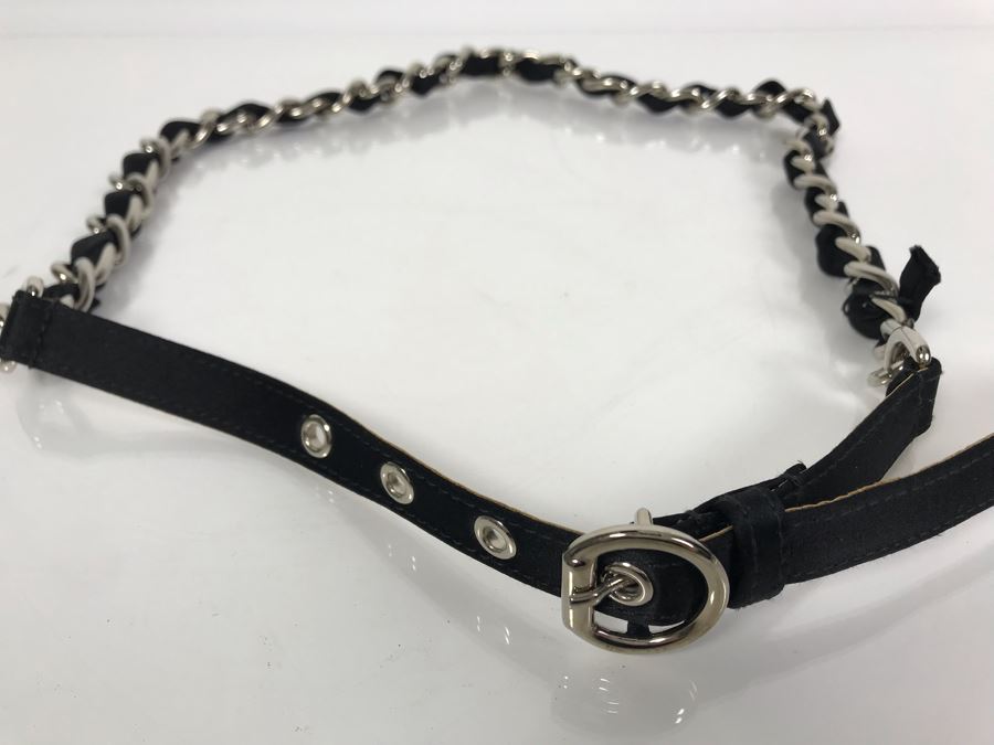 New Dolce & Gabbana Black Leather And Chain Belt Made In Italy Size 34 [Photo 9]