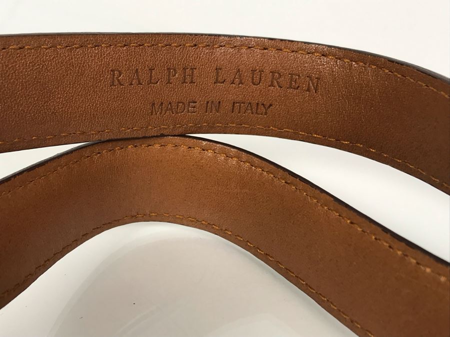 New Ralph Lauren Leather And Brass Belt Made In Italy Size M [Photo 6]