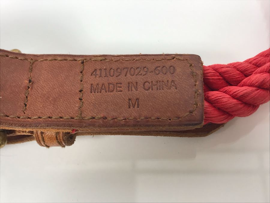 New Ralph Lauren Nautical Rope Belt With Leather And Brass Size M [Photo 6]