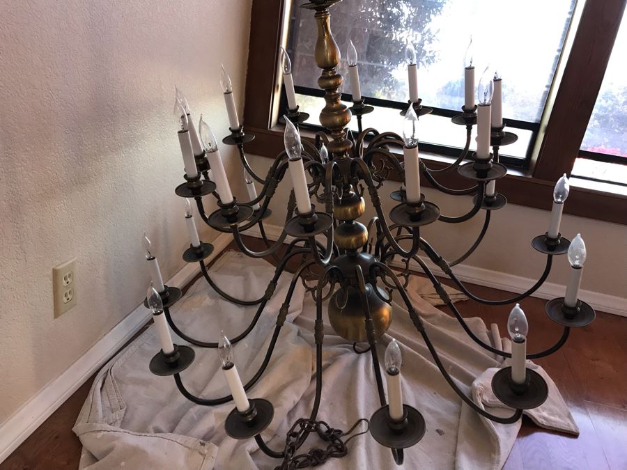 Large 24-Light Polished Metal Hanging Light Fixture 44W X 36H (OFS) [Photo 5]