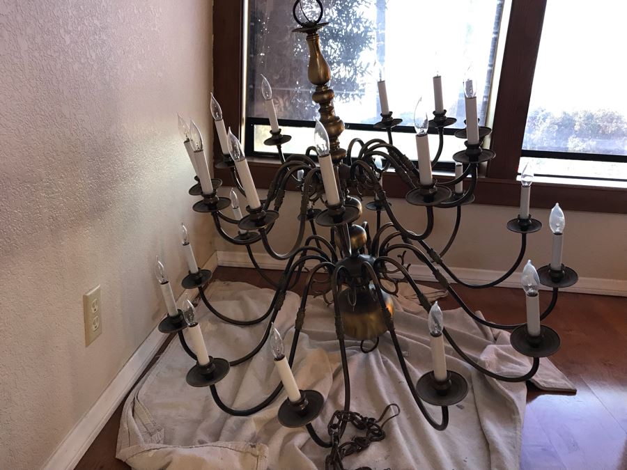 Large 24-Light Polished Metal Hanging Light Fixture 44W X 36H (OFS) [Photo 3]