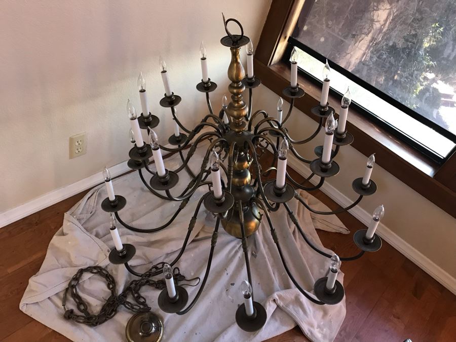 Large 24-Light Polished Metal Hanging Light Fixture 44W X 36H (OFS) [Photo 2]