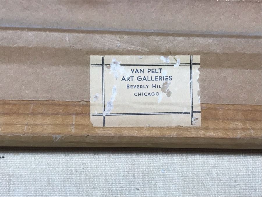 Pair Of Original Vintage Gold Framed French Deschamps Paintings From Van Pelt Art Galleries In Beverly Hills 12 x 24 Ea (OFS) [Photo 18]