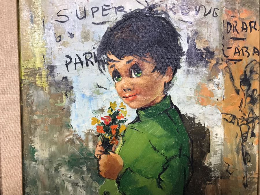 Pair Of Original Vintage Gold Framed French Deschamps Paintings From Van Pelt Art Galleries In Beverly Hills 12 x 24 Ea (OFS) [Photo 11]