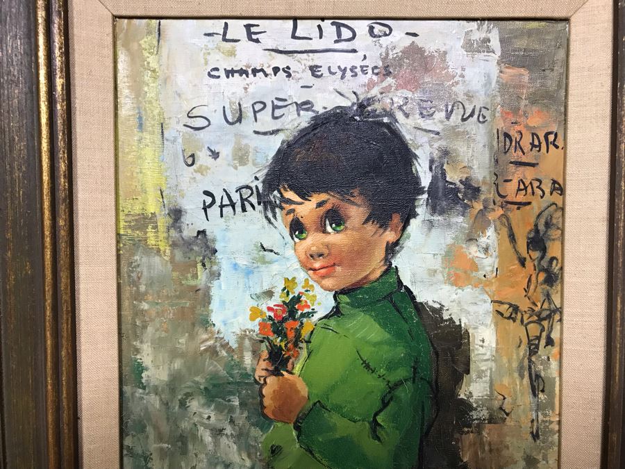 Pair Of Original Vintage Gold Framed French Deschamps Paintings From Van Pelt Art Galleries In Beverly Hills 12 x 24 Ea (OFS) [Photo 10]