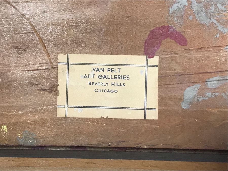 Pair Of Original Vintage Gold Framed French Deschamps Paintings From Van Pelt Art Galleries In Beverly Hills 12 x 24 Ea (OFS) [Photo 17]