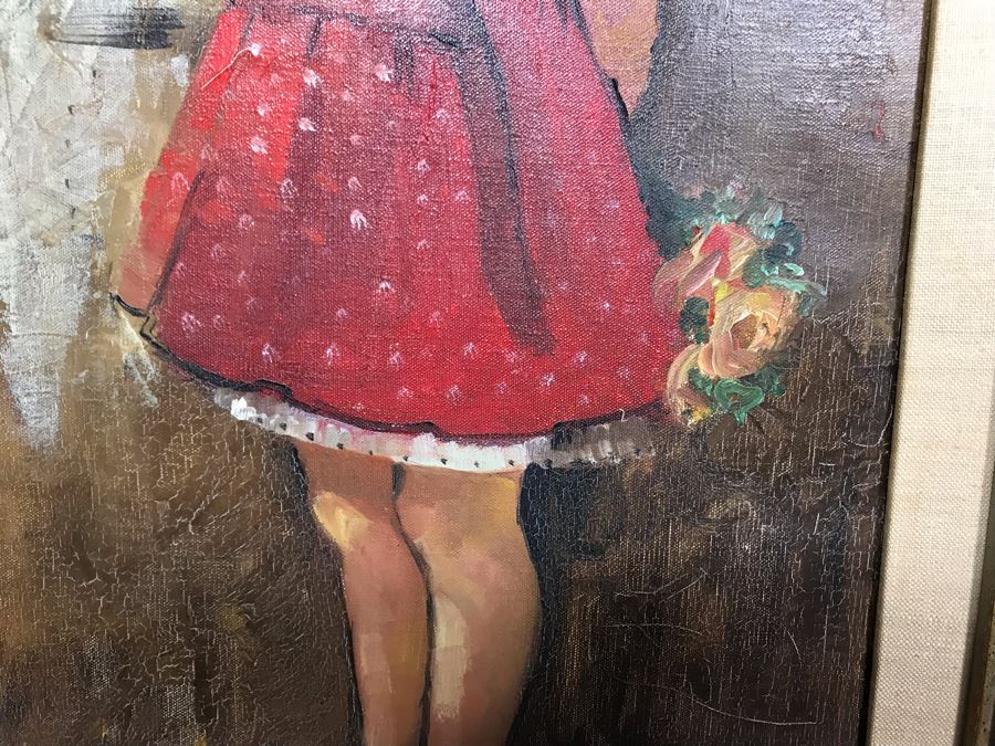 Pair Of Original Vintage Gold Framed French Deschamps Paintings From Van Pelt Art Galleries In Beverly Hills 12 x 24 Ea (OFS) [Photo 7]