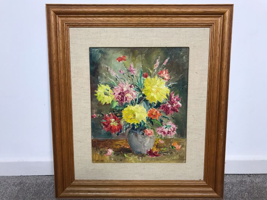 Stunning Original Still Life Painting Artist Signature Illegible Signed Lower Right - Tag On Back Of Painting Stating Lives In Vienna 9.5 X 11.5 (OFS) [Photo 3]