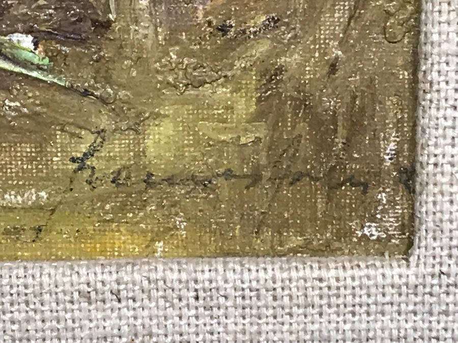 Stunning Original Still Life Painting Artist Signature Illegible Signed Lower Right - Tag On Back Of Painting Stating Lives In Vienna 9.5 X 11.5 (OFS) [Photo 10]