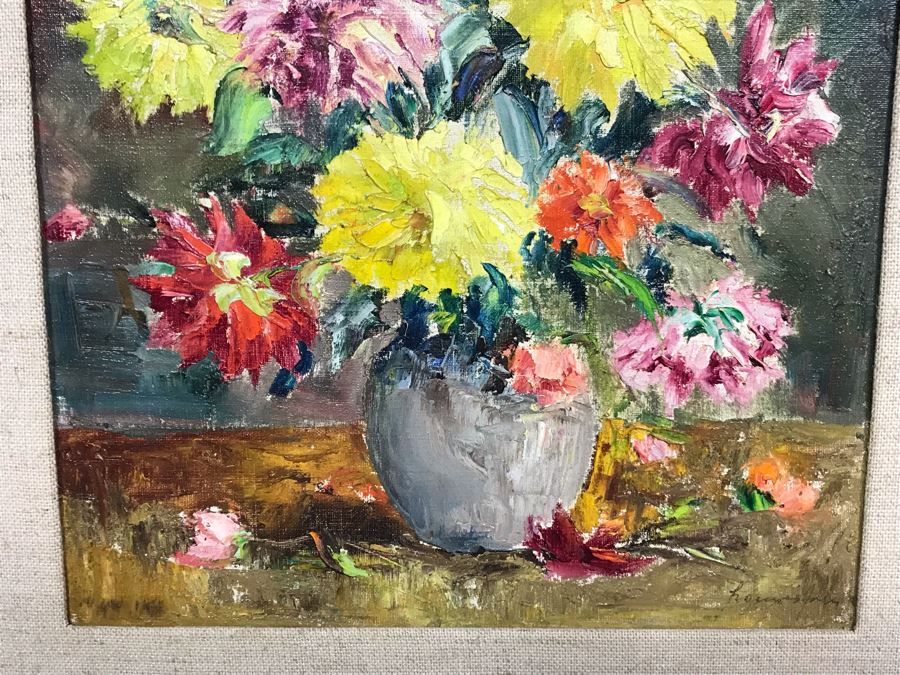 Stunning Original Still Life Painting Artist Signature Illegible Signed Lower Right - Tag On Back Of Painting Stating Lives In Vienna 9.5 X 11.5 (OFS) [Photo 7]