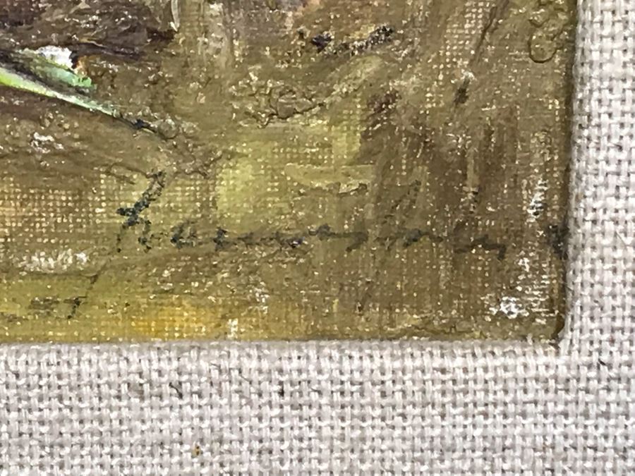 Stunning Original Still Life Painting Artist Signature Illegible Signed Lower Right - Tag On Back Of Painting Stating Lives In Vienna 9.5 X 11.5 (OFS) [Photo 11]