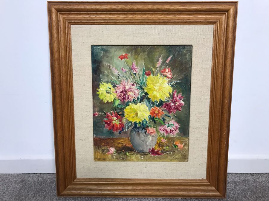 Stunning Original Still Life Painting Artist Signature Illegible Signed Lower Right - Tag On Back Of Painting Stating Lives In Vienna 9.5 X 11.5 (OFS) [Photo 2]