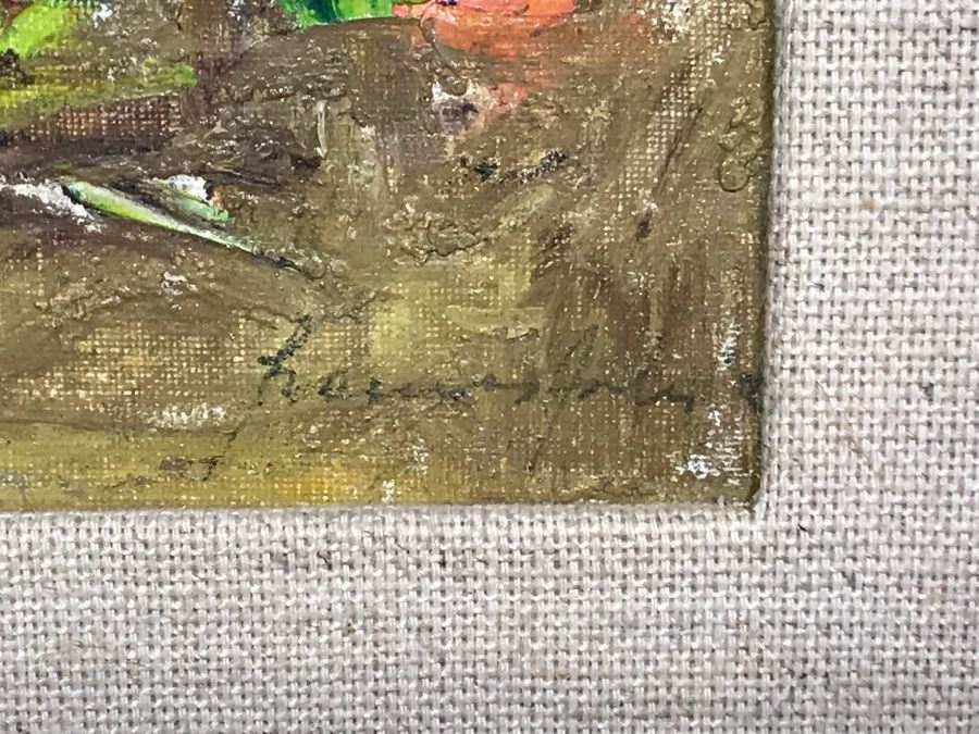 Stunning Original Still Life Painting Artist Signature Illegible Signed Lower Right - Tag On Back Of Painting Stating Lives In Vienna 9.5 X 11.5 (OFS) [Photo 9]