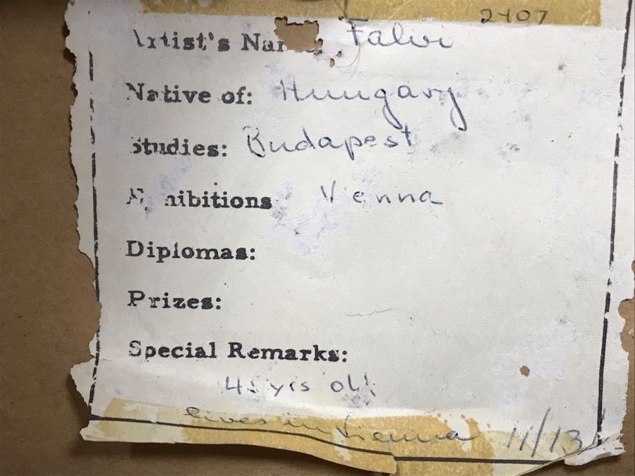 Stunning Original Still Life Painting Artist Signature Illegible Signed Lower Right - Tag On Back Of Painting Stating Lives In Vienna 9.5 X 11.5 (OFS) [Photo 13]