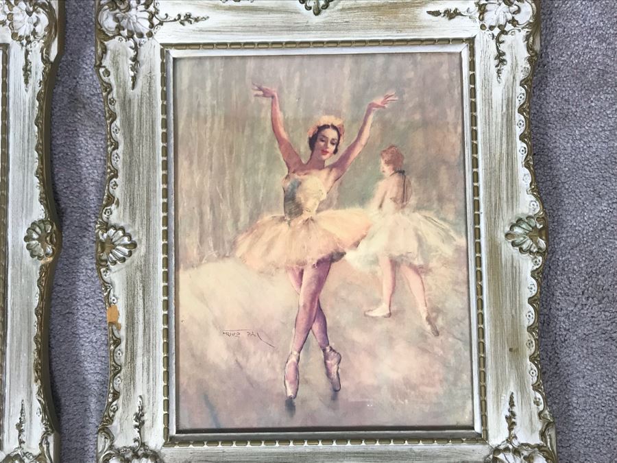 Pair Of Shabby Chic Framed Royal Ballet Prints Frames 15 X 18 (OFS) [Photo 4]