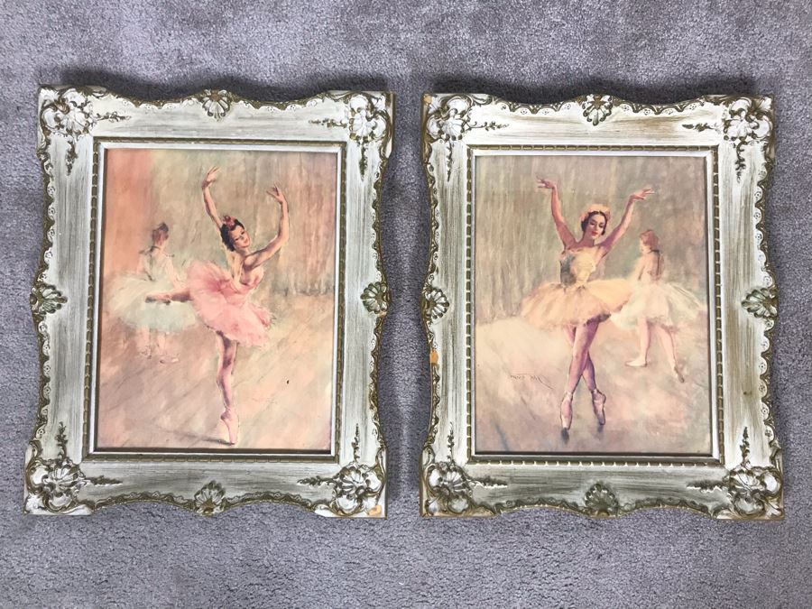 Pair Of Shabby Chic Framed Royal Ballet Prints Frames 15 X 18 (OFS) [Photo 2]
