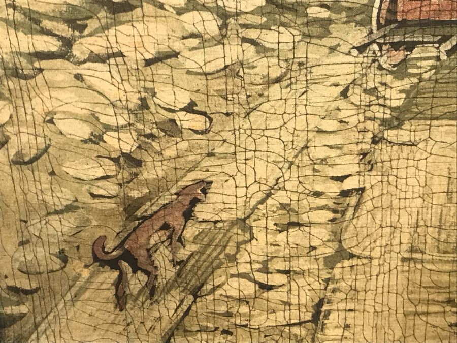 Framed Original Signed Asian Batik Painting On Cloth (Some Foxing) 27 X 33.5 [Photo 6]