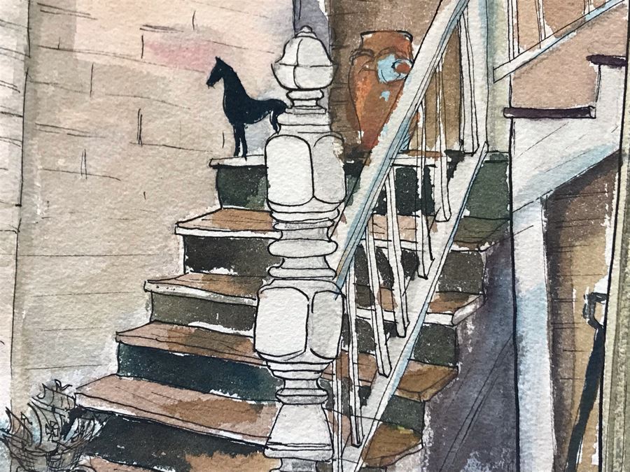 Original Jean Klafs Watercolor And Ink Painting 13.5 X 22 [Photo 7]