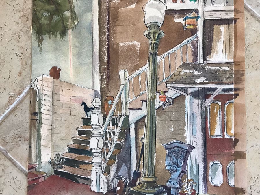 Original Jean Klafs Watercolor And Ink Painting 13.5 X 22 [Photo 4]