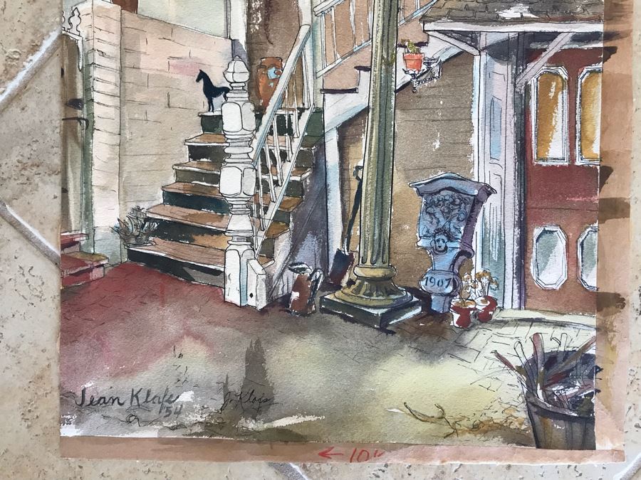 Original Jean Klafs Watercolor And Ink Painting 13.5 X 22 [Photo 3]