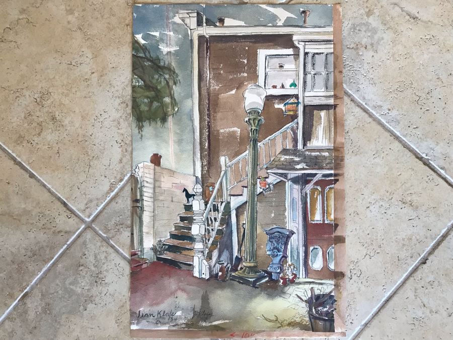 Original Jean Klafs Watercolor And Ink Painting 13.5 X 22 [Photo 2]