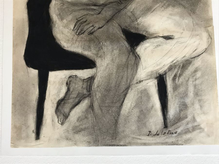 Original Nude Drawing Signed I. De La Rosa 12W X 19H (JKE) [Photo 7]