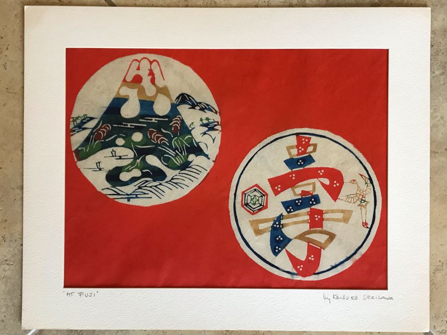 Keisuke Serizawa (1895-1984) Japanese Living National Treasure Hand Signed Artwork Titled 'Mt. Fuji' 16 X 12 (JKE) [Photo 2]
