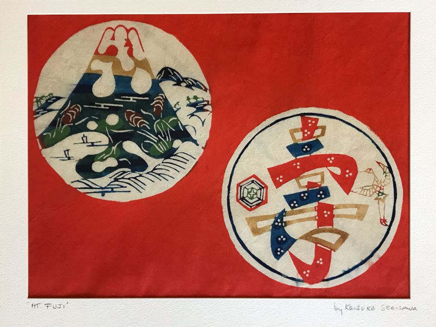 Keisuke Serizawa (1895-1984) Japanese Living National Treasure Hand Signed Artwork Titled 'Mt. Fuji' 16 X 12 (JKE) [Photo 1]