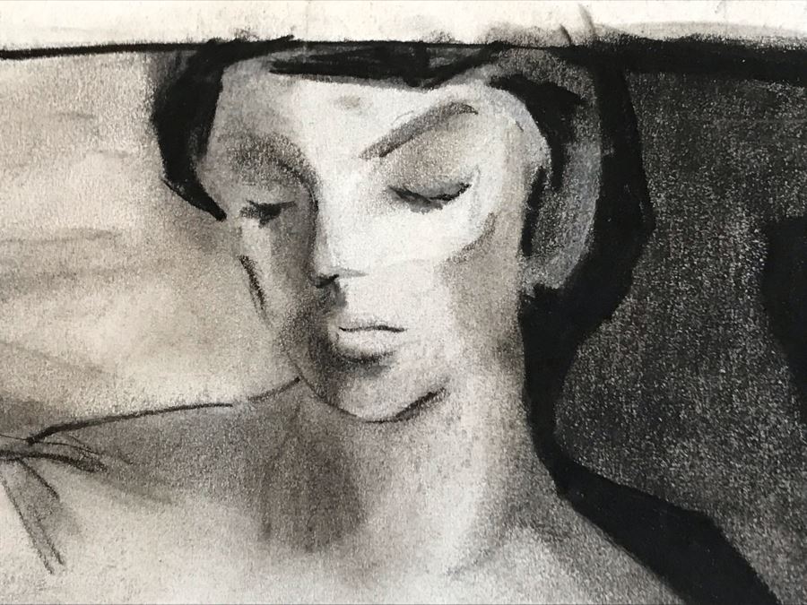 Unsigned Original Charcoal Nude Drawing 17 X 11 (JKE) [Photo 4]