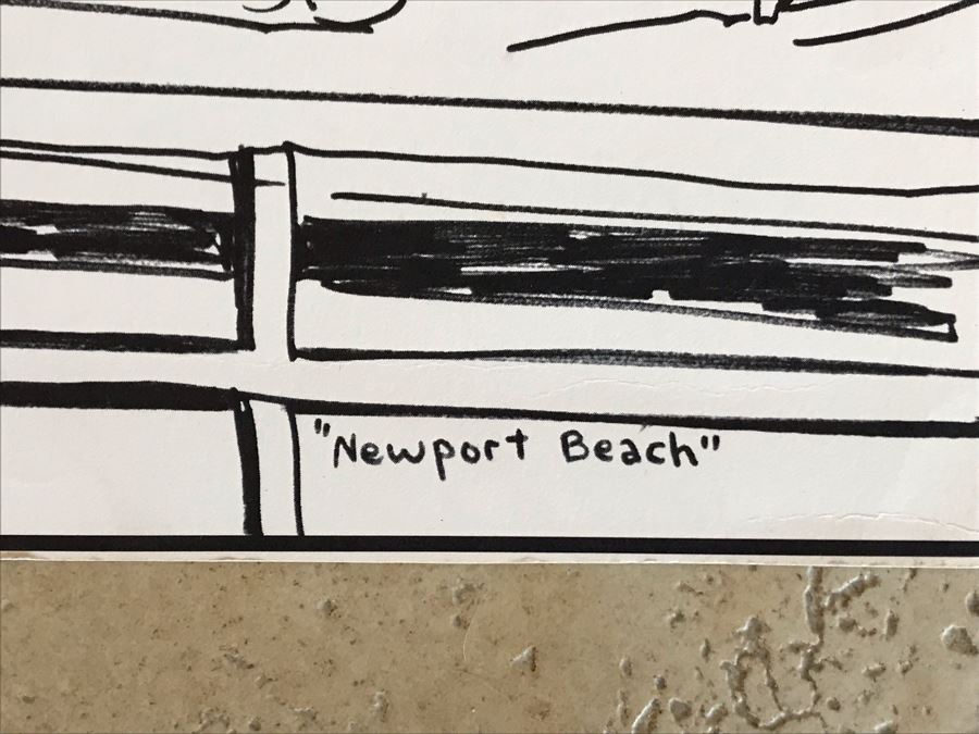 Original Merwin Altfeld (1931-2007) Vintage 1970 Ink Drawing Titled 'Newport Beach' 11 X 14 (JKE) [Photo 7]